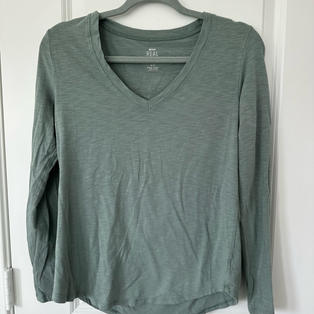 Aerie Long Sleeve V-Neck Top Real Soft